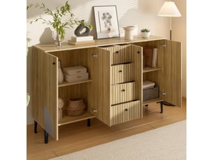 Buffet 4 porte(s) 4 tiroir(s) - 160 cm coloris noir