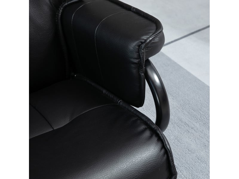  Fauteuil pivotant 84x105x101 cm avec repose-pieds, dossier inclinable 135°, noir  - Conforama C
