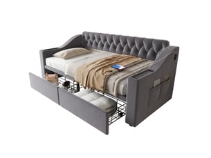Lit simple 90x190 cm OKWISH coloris gris