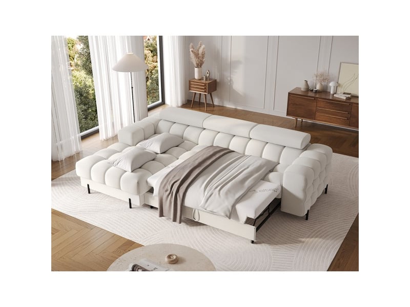 Canapé d'angle gauche convertible blanc allure contemporaine 285x99x181cm filtro - Conforama B