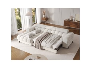 Canapé d'angle gauche convertible blanc allure contemporaine 285x99x181cm filtro
