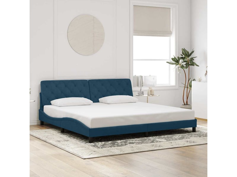  Lit double- lit adulte -  cadre de lit avec led sans matelas bleu 200x200 cm velours  - Conforama C