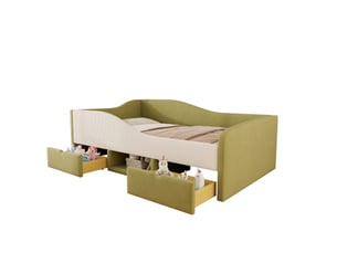 Lit avec rangement 90x190 cm <strong>MERAX</strong>  <strong>lit enfant vert</strong> coloris vert
