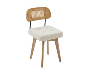 Lot de 2 chaises de salle à manger pivotantes 360° en tissu beige et paille, style vintage pour votre intérieur