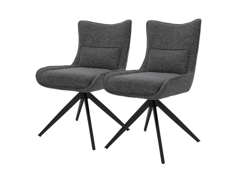  Ml-design lot de 2 chaises salle à manger pivotantes 360° en tissu bouclette anthracite, piètement étoile en acier, coussin lombaire intégré, siège rembourré confortable pour salon et cuisine, 120 kg  - Conforama A