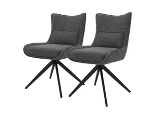 Ml-design lot de 2 chaises salle à manger pivotantes 360° en tissu bouclette anthracite, piètement étoile en acier, coussin lombaire intégré, siège rembourré confortable pour salon et cuisine, 120 kg