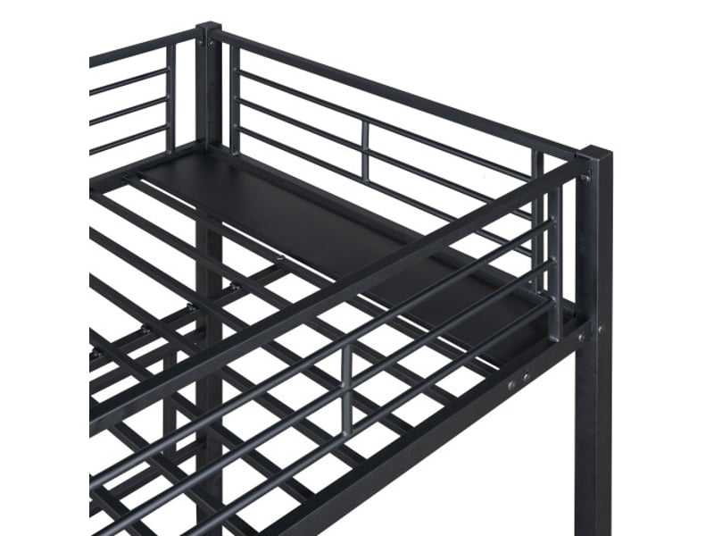  Lit superposé 90x200 cm*3 en métal, charge de 100 kg, noir  - Conforama E