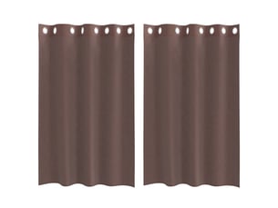 Lot de 2 rideaux en voile, voilages avec œillets marron 140x175 cm cf44375