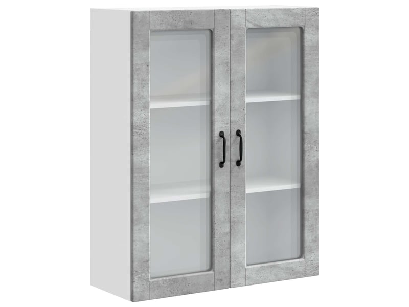  Meuble mural de cuisine, cabinet en verre mural gris béton 80x31x100cm shl5419  - Conforama A