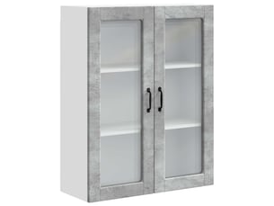 Meuble mural de cuisine, cabinet en verre mural gris béton 80x31x100cm shl5419