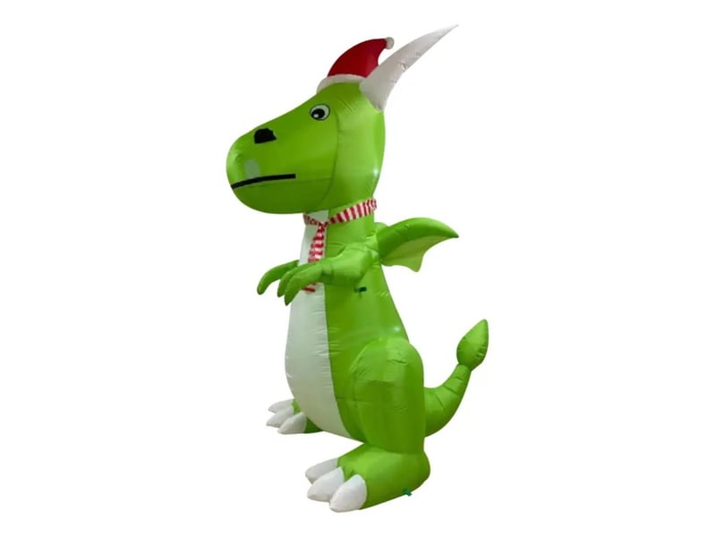  Dinosaure gonflable de noël 2,4 m avec led et bonnet de père noël, décoration extérieure pour jardin  - Conforama A