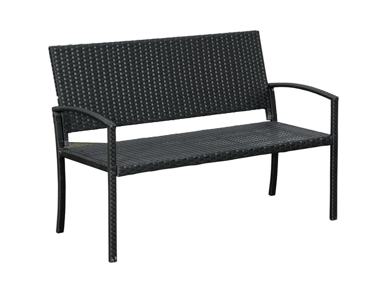  Banc de jardin 2 places noir en résine tressée, structure en acier, avec dossier pour terrasse et détente  - Conforama A