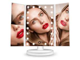 Miroir de maquillage 22 led – grossissement 1x2x3x, tactile blanc, pliable et portable pour voyage