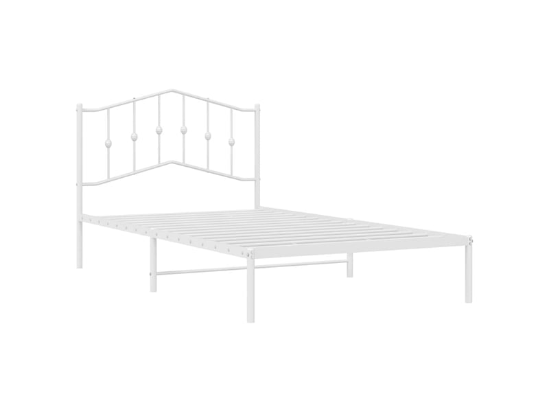  Lit simple- lit adulte -  cadre de lit métal sans matelas et tête de lit blanc 100x200 cm  - Conforama D