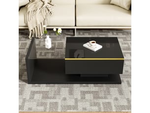 Table basse rectangulaire coloris noir LPOSPI - 50 cmx100 cm
