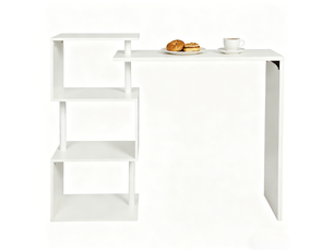 Table bar 134x38x112 cm multifonctionnelle mdf métal blanc