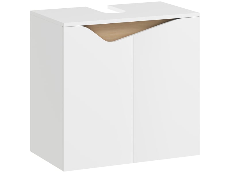 Meuble sous-vasque avec portes en mdf et panneau de particules blanc 60x35x57,9 cm  - Conforama A