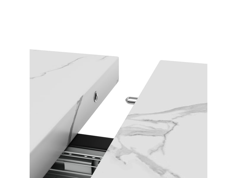 Table extensible (140)179,5x80x75,5 cm, cadre en métal, pour salon, design moderne, mdf et métal, noir et blanc - Conforama E