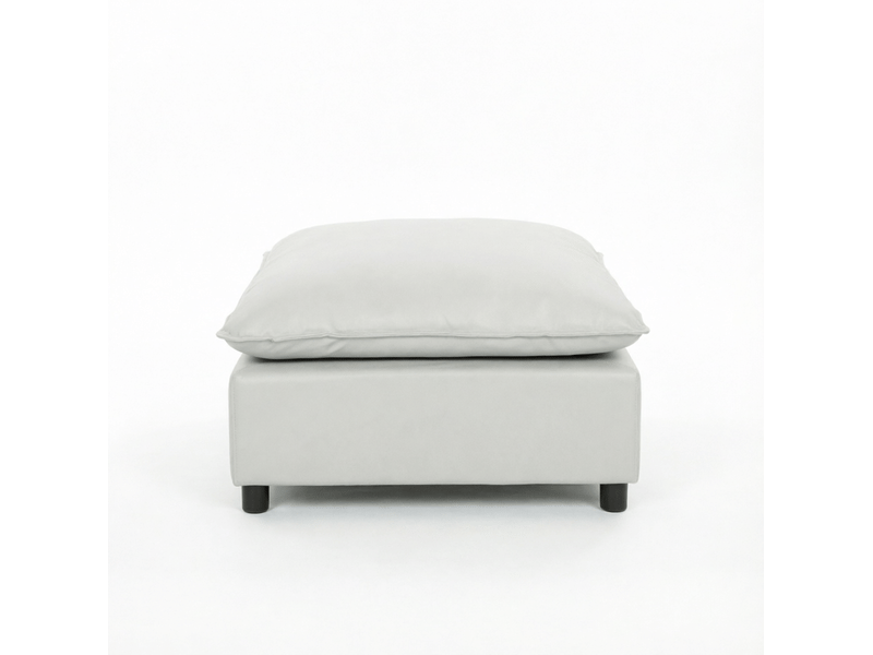  Pouf repose-pieds carré 75x75 cm en tissu gris avec pieds noirs  - Conforama A