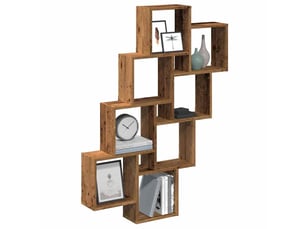 Étagère murale, étagère suspendue en forme de cube vieux bois 90x15x119,5 cm cf42227
