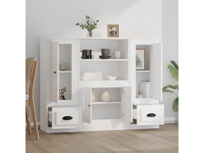  Buffets 3 pcs - bahut - meuble de rangement blanc bois d'ingénierie  - Conforama C
