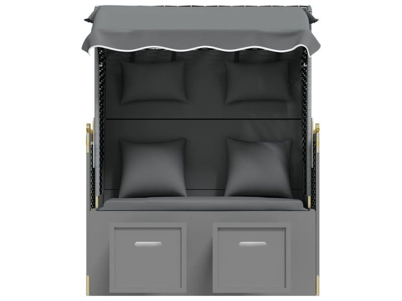  Strandkorb avec coussin résine tressée bois solide anthracite 02_0012173  - Conforama D