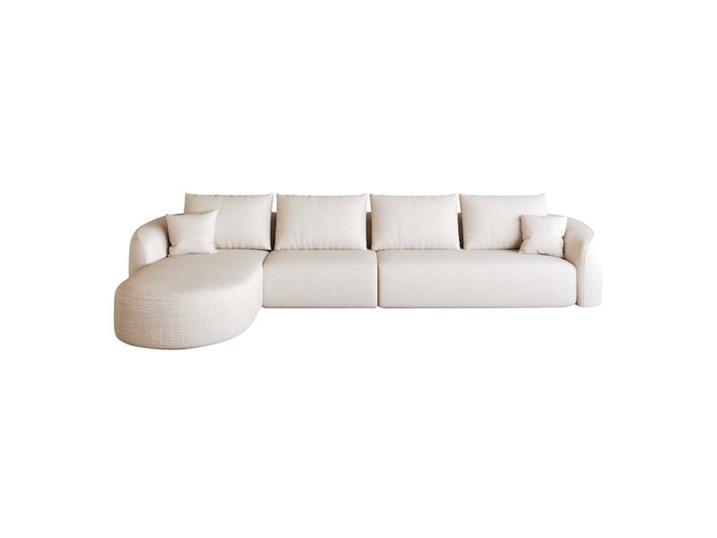  Canapé d'angle gauche 5 places modulable sans montage, assise en mousse, revêtement en chenille blanc 336 × 168 × 85 cm  - Conforama A