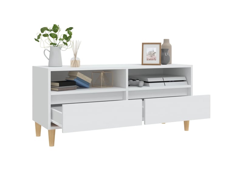  Meuble tv - banc tv - meuble de rangement blanc 100x34,5x44,5 cm bois d'ingénierie  - Conforama E