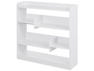 Bibliothèque étagère meuble de rangement dim. 90l x 24l x 91h cm 4 niveaux 3 panneaux arrières panneaux de particules blanc
