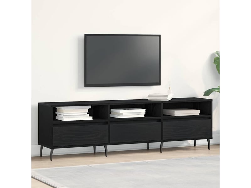  Meuble tv - banc tv - meuble de rangement 150 x 30 x 44,5 cm chêne noir bois d'ingénierie  - Conforama D