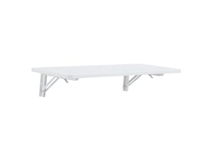 Bureau pliant multifonctionnel mural avec plateau rabattable et support métallique pour cuisine et buanderie, blanc