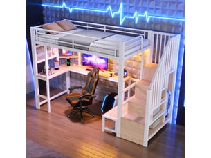 Lit mezzanine 90x200 cm <strong>MERAX</strong>  <strong></strong> coloris blanc