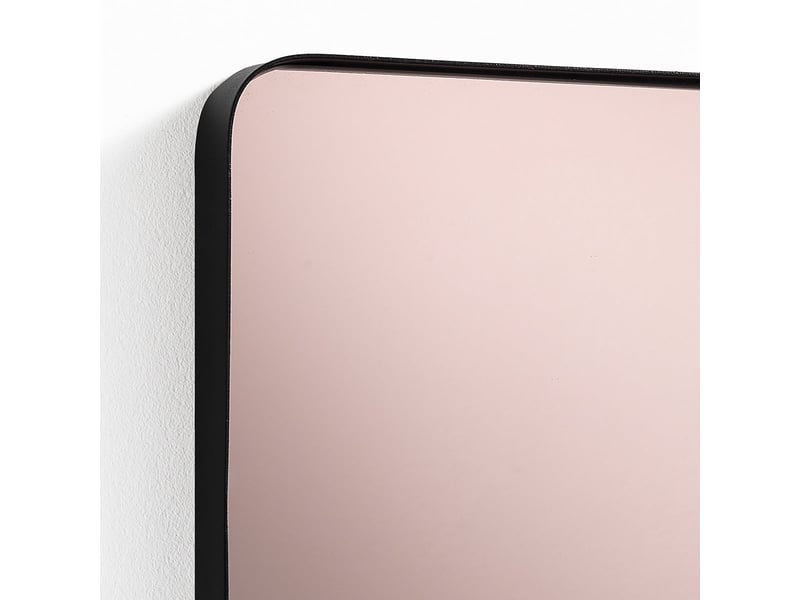 Miroir mural rectangulaire rose gold avec cadre noir  - Conforama C