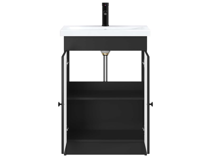  Ensemble de mobilier de salle de bain noir 56x37.5x81 cm shl8213  - Conforama C