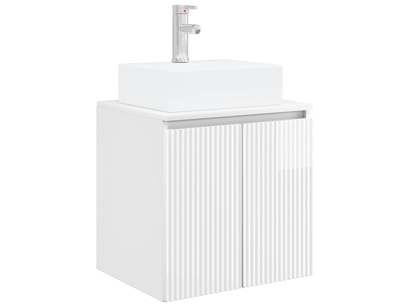 Vanité de lavabo mural, meuble de rangement blanc brillant 49.5x41x62.5 cm - Conforama A