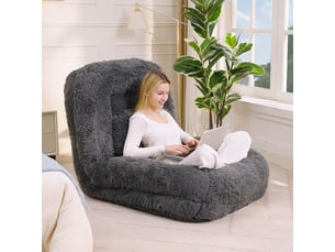 Fauteuil lit de sol inclinable 5 positions 102 x 89 x 88 cm – lit panier géant humain transformable avec coussin lombaire – peluche – anthracite