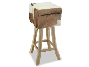 Tabouret de bar, chaise de bar cuir de chèvre et bois de teck solide shl5284