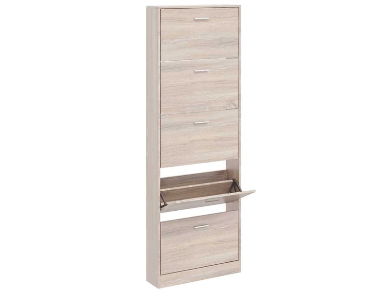  Meuble à chaussures, armoire à chaussures en bois avec 5 compartiments aspect chêne  - Conforama C