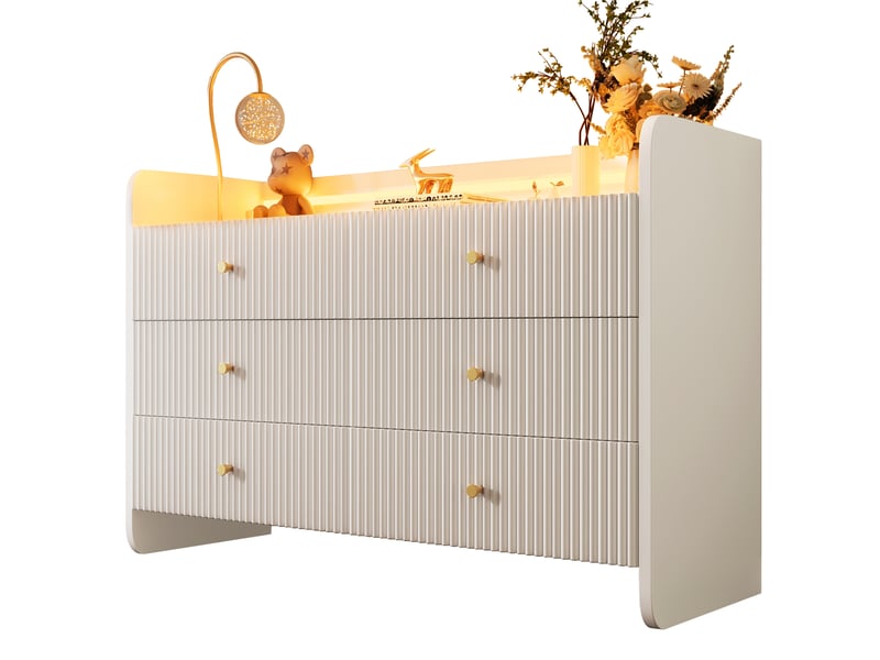 Sideboard avec éclairage led et 6 tiroirs 120 x 40 x 75 cm blanc - Conforama A