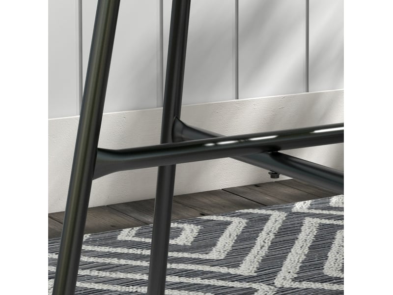  Table basse de jardin en rotin synthétique avec plateau en verre trempé, structure métallique, noire, 50 × 50 × 50 cm  - Conforama E
