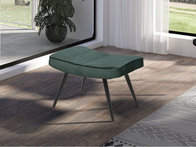 Byliving tabouret uta tissu velours vert foncé structure noir époxy repose-pieds tabouret l 60, h 39, p 41 cm 4251942229158 - Conforama C