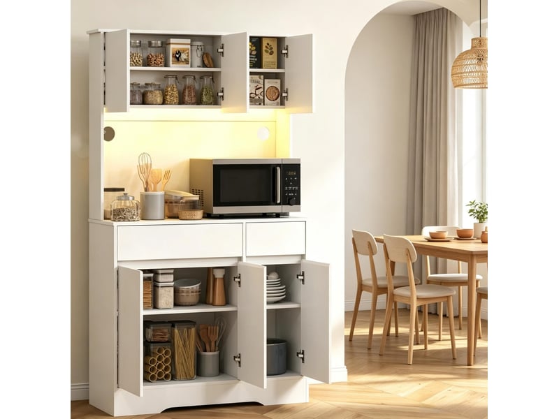  Buffet de cuisine haut 6 portes 2 tiroirs avec led rgb evryae  - Conforama B