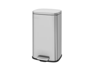 Poubelle de cuisine, 30 litres, poubelle, poubelle à pédale avec couvercle à fermeture douce et seau intérieur, acier, argent