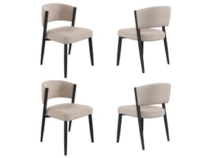 Chaise de salle à manger en tissu chenille avec mousse 25d, dossier incurvé et pieds métalliques, lots de 2, 4 ou 6