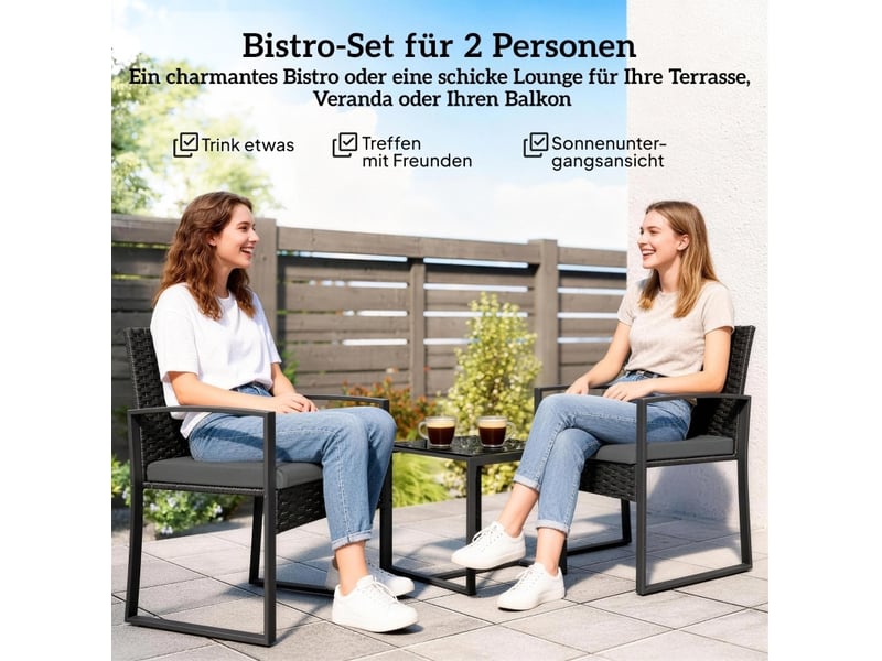  Ensemble de jardin 3 pièces 55x58x76 cm avec coussins amovibles métal gris foncé  - Conforama B