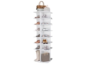 Range-chaussures rotatif 60x60x184 cm 7 niveaux blanc