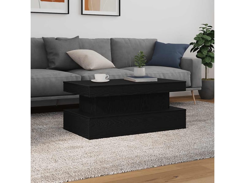  Table basse - table de salon - table à thé avec lumières led chêne noir 90x50x40 cm  - Conforama D