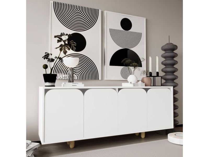  Buffet 4 portes en aggloméré lazio bohem blanc  - Conforama B