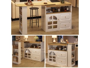 Bar coloris blanc <strong>MERAX</strong> <strong>table de bar blanc</strong> - 204 cm