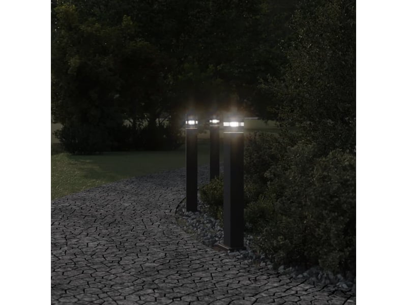  Lampadaires d'extérieur 3 pcs 80 cm aluminium noir 02_0042554  - Conforama C